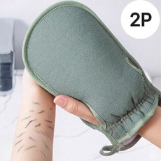 루바잇 부드러운 목욕 저자극 샤워 잘밀리는 때밀이 장갑 1+1, 1개, 2개입, 딥그린