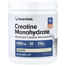 벅드 업 에센셜 크레아틴 모노하이드레이트 언플래버드 Bucked Up Essentials Creatine Monohydrate Unflavored 250g, 1개