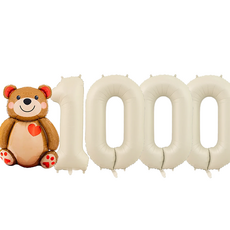 파파 파티 곰돌이 풍선 생일 파티 숫자 풍선 세트, 1세트, 곰돌이 1000 크림