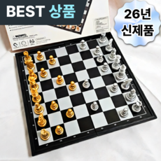 브랜웰 체스 세트 3.0 PRO 마그넷 메탈 자석 휴대용 접이식, 1개, 혼합색상