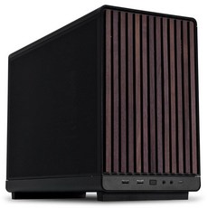 LIAN LI A4-H2O 블랙 SPCC 알루미늄 미니-ITX 컴퓨터 케이스 블랙, A3 (목재 전면 패널-블랙)