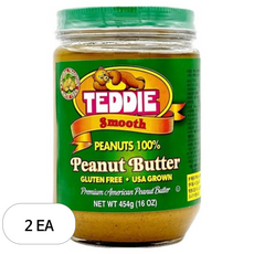 테디 땅콩버터 100% 스무스, 454g, 2개