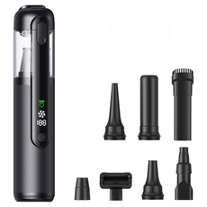 崔德頂級 Q808 綠光車用吸塵器【星耀黑】無線手持吸塵器 吹吸抽充四合一多功能, 【灰色】Q808 綠光車用吸塵器, 灰色