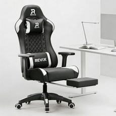 레빅스 컴퓨터 게이밍 의자 사무용 각도 높이 조절 등받이 손잡이 조절, 블랙