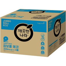 깨끗한나라 에코 점보롤 300mX16롤(2겹) 엠보싱, 4개, 300m, 4롤