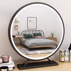 화장대 USB 충전 무선충전 미러 파우더룸 접이식 원형 40 블랙 무광 고화질 실버 미러