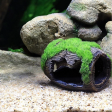 APOIO 수지 와인통 어항 장식 물고기 은신처 인공 이끼, 1개