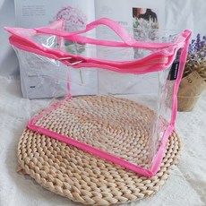 E元堂 PVC透明收納袋, 1個, 粉色M/25*13*20CM,詳見圖二.圖三說明, 粉色