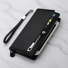 荔枝紋男士手包 - 時尚大容量拉鏈錢包手機包 - 商務休閒旅行送禮