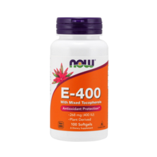 NOW Foods 維生素E-400軟膠囊, 100顆, 1罐