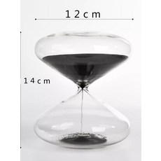 創意玻璃扁圓沙漏計時器30分鐘家居擺件畢業季情人節禮物, 30分鐘沙漏 黑沙(12*14cm)SL2032 扁圓沙漏:30分鐘沙漏 黑沙(12*14cm)SL2032 扁圓沙漏