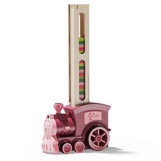 電動骨牌小火車 自動發牌多米諾兒童玩具 兒童益智玩具 骨牌遊戲, 骨牌小火車-紅色, 1套