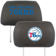 FANMATS 25076 필라델피아 76ers 자수 헤드 레스트 커버 세트 - 2피스