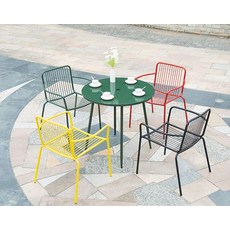 야외 의자 옥상 식당 카페 체어, 싱글 블랙 지름 80cm 우산 홀더