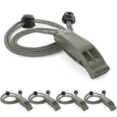 비상 호루라기 4Pcs 고음 안전 휘슬 반사 랜야드 등산 캠핑 카약, 밀리터리 그린-4개