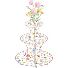 umoni 디저트 트레이 컵케익 스탠드 케이크 야생화 컵케이크 봄 생일 파티 장식 홀더 꽃 테마 샤워 용품을 위한 3단 타워
