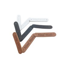 다온이미지 핸드자수 라운드 핸드메이드 가죽태그 빈티지 인조가죽 라벨, 블랙