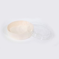 엠엔피 나무도시락 떡포장용기 우드도시락통 원형 대 투명뚜껑, 5세트, 1개