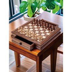 원목 체스판 서랍형 선물 엔틱 자석 보드게임, 사펠레 트윈 퀸즈 31x31, 1개