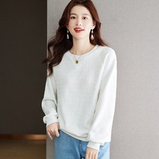 스메이 여성 가을 겨울 심플 긴소매 라운드 면 티셔츠 맨투맨