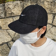 나이키 스포츠 클럽 언스트럭처 데님 캡, 블랙, 1개 블랙, 1개