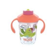 누비 2in1 아기 물병 겸 빨대컵 유아텀블러, 코랄앵무새, 1개, 240ml