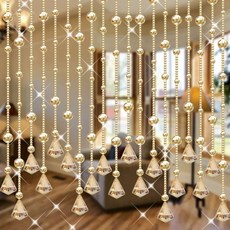 구슬발 아이방커튼 주방 크리스탈 줄커튼 비즈 가림막, 1개, I. 전체 골드 샴페인 색상 전체 착용 꼬임 방지