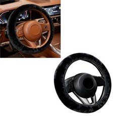 TyranCoUP 업e 푹신하고 따뜻한 핸들 커버 - 35.6-38.1cm14-15인치 휠에 범용 핏 무취 유니 자동차 내부 액세서리베이지 257474, 블랙
