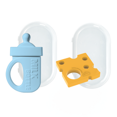 심통 실리콘 젖병 치즈 2종 세트 치발기 보관케이스포함, 1세트, 블루+치즈옐로우, 치발기2종