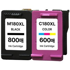 (800매 특대용량 세트) INK-M180 INK-C180 잉크 호환 검정+컬러 SL-J1660 SL-J1663 SL-J1665 SL-J1770FW M180XL C180XL, 3배대용량 검정,컬러, 1세트