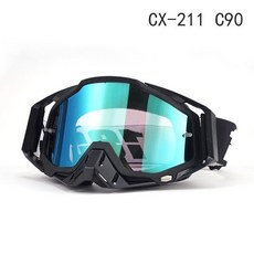 100% 機車防風鏡 抗UV400 防霧防爆 越野登山滑雪通用 騎行戶外防沙鏡, 1個, CX-211 C90(綠色鏡片)