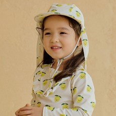 [플랩캡] 아기 유아 레몬 수영모자 아쿠아 UV 여아 수영모 자외선차단 모자