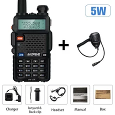 워키 Takie Baofeng UV-5R 8W 진정한 고출력 햄 라디오 장거리 10km FM 휴대용 듀얼 밴드 양방향 Comunicad, 05 UV5R-5W Add MIC, 05 UV5R-5W Add MIC