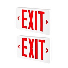 출구 AC120 창고 277V 상업용 포함된 CETL 비즈니스 배터리 유선 백업이 LED 빨간색 2팩 호텔 오피스 목록 등급 LANGAN 복도 양면 표지판 비상구, 2 PACK