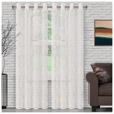 Superior 격자 시어 커튼 창문 악센트 자연광에 적합 로드 포켓 또는 그로밋 포함 클래식 전통 캐주얼 모던 커튼 2개 세트 132.1 x 160cm52 6