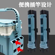 台灣-出貨 戶外工具箱魚箱路亞釣箱 多功能大容量釣魚收納箱 加厚耐用型釣具箱, 1個, 路亚箱配件2个立杆器无箱