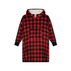 Sleep On It 파자마 웨어러블 담요 후디 아동용 오버사이즈 후드 스웨트셔츠 여아용 플러시 셰르파 플리스 레드-블랙.