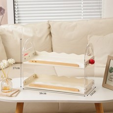 桌麵雙層置物架 辦公桌杯子收納架 高級亞剋力杯架, 1個, 雙層--亞克力置物架