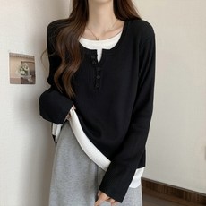 드마엘 라무드 페이크 레이어드 긴팔티셔츠(2color)