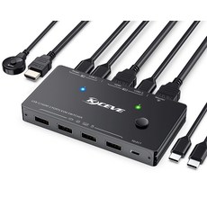 USB-C HDMI KVM 4K60Hz 3.0 USB 스위치 대응(노트북 PC1대+데스크탑 PC1대+모니터