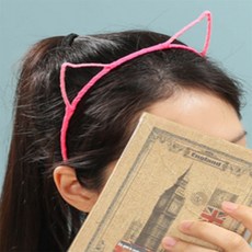 나우원픽 고양이 귀 머리띠 (핑크) 얇은머리띠
