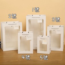 有感選物 開窗禮物袋 白色5號 花束禮品包裝提袋, 1個, 白色,5號(15*10*20)