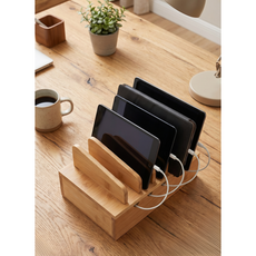 모두이룸 원목 멀티충전기 거치대 보관함 태블릿 스텐드, 1개, 대나무원목