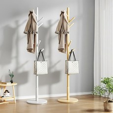 寶德家居 北歐風多功能實木立式衣帽架(D00439)，簡約時尚，收納衣物包包帽子，穩固耐用, 原木色