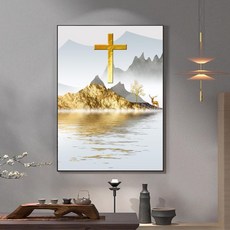 액자형 패브릭 십자수 취미용 비즈십자수 대형 큐빅 성경, 30 x 40cm, 골드 프레임, 스타일 07