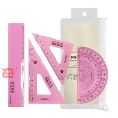 學生糖果色四件尺套裝：軟尺、直尺、三角尺、量角器 - 學生繪圖必備, 1個