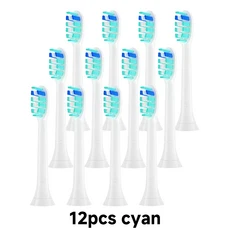 4/8/12/16개 교체용 칫솔모 필립스 호환 전동 4100, 08 12PCS Cyan