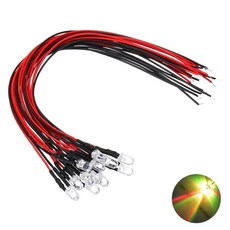 24V LED 컬러풀패스트 표시등 저항 내장형 와이어 케이블 일체형 산업용 DIY 전기 배선 조명 표시등, 10개