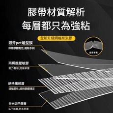 雙面膠帶 無痕透明 萬次魔力貼 布基亞克力 高黏 水洗, 奈米網格雙面膠 2cm寬*1米長獨立包裝, 1個