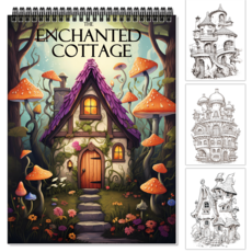 NICEROSE 마법의 오두막 테마 성인 색칠북 30페이지 컬러링북, ENCHANTED COTTAGE